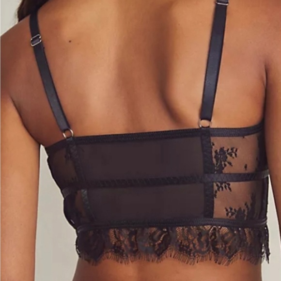 NWT Free People S OR M Layer in Lace Bustier Black Longline Corset Bra Side Hook - Picture 2 of 10